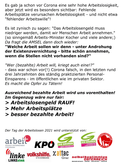 Tag der Arbeitslosen Fler 2021